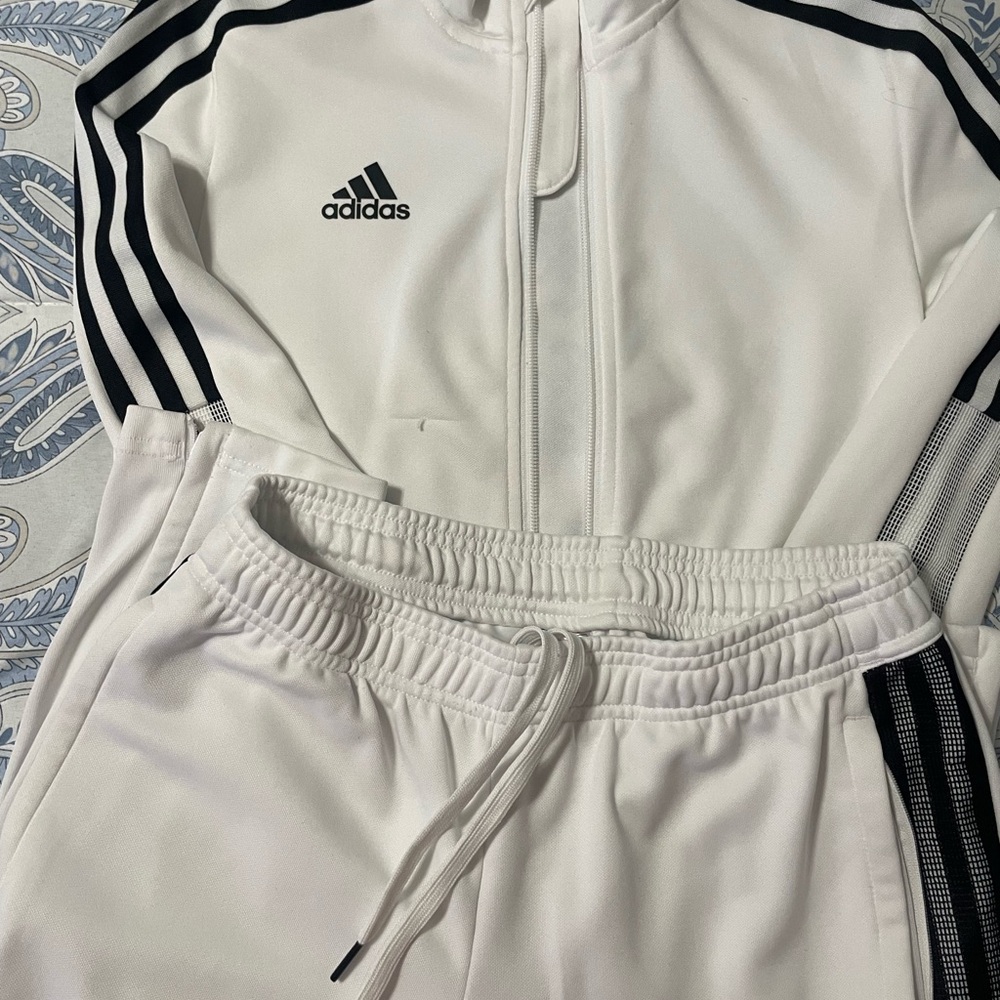 Adidas Kids White and Black Joggers